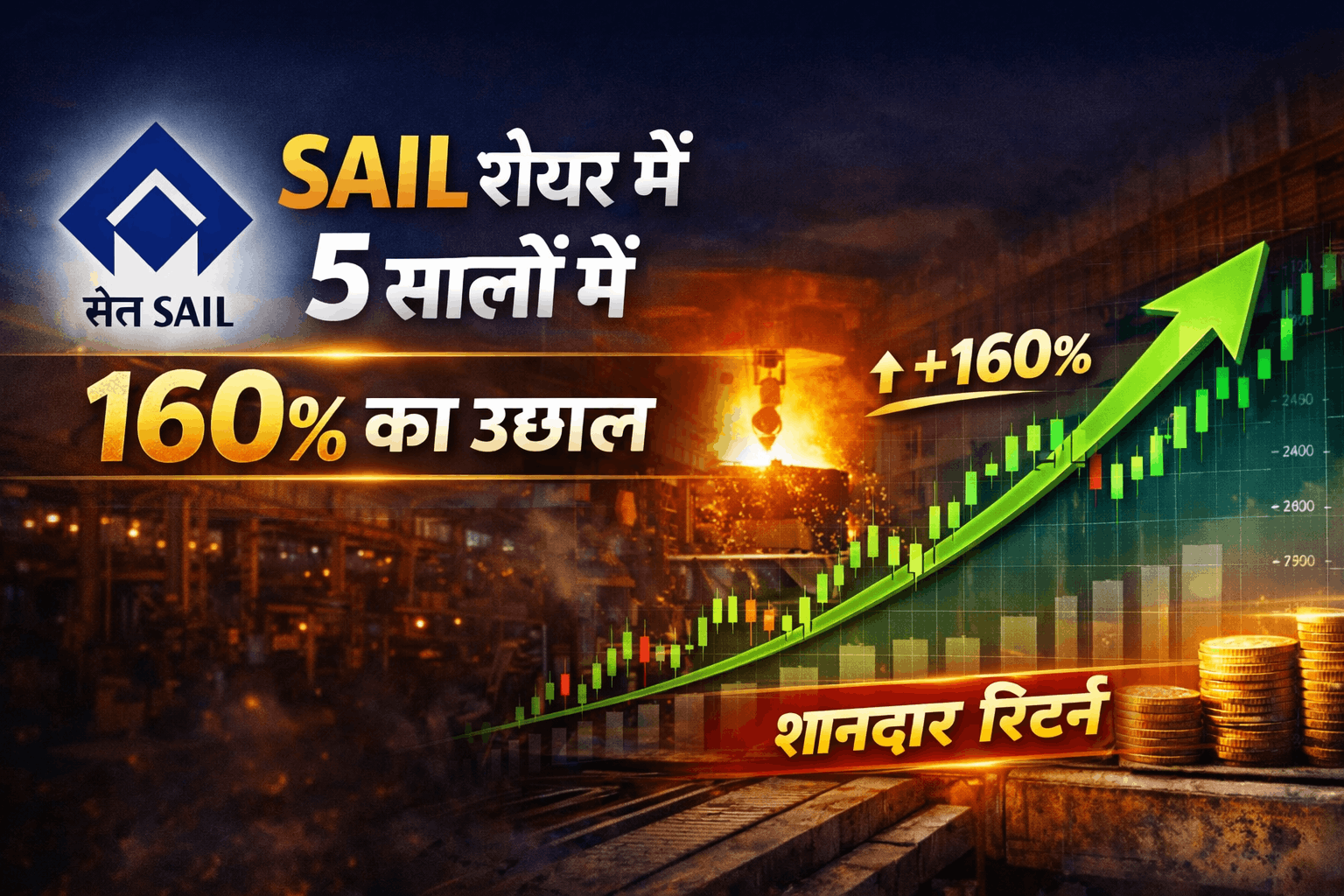 Sail share price 6 महीनों में करीब 21% की बढ़त और 1 साल में 40% से ज्यादा रिटर्न यह संकेत देते हैं