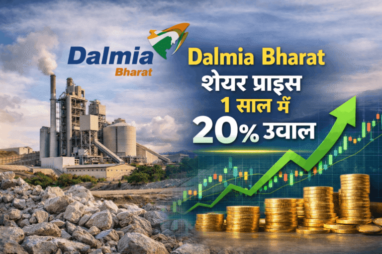 Dalmia Bharat share price ने पिछले 1 साल में लगभग 20% की मजबूत बढ़त दिखाई है, जो कंपनी के मजबूत फंडामेंटल और सीमेंट